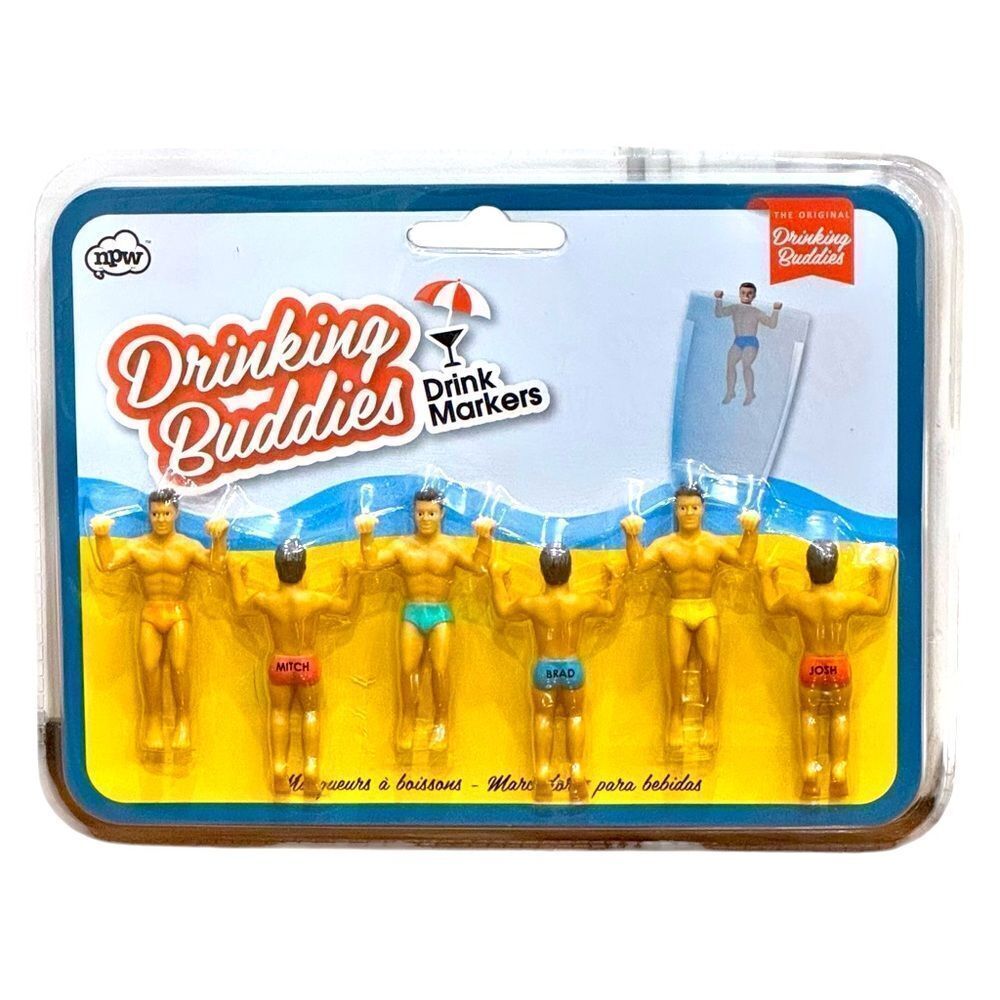 NPW Drinking Buddies The Original Set of 6 Drink Markers. NEW IN BOX.